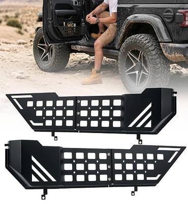 Metal Front Door Pocket Storage Compatible with Jeep Wrangler JL JLU 4XE 2018-2026 Gladiator JT 2020-2026, Side Doors Insert Panels Replaced Pockets Organizer Accessories - 2PCS