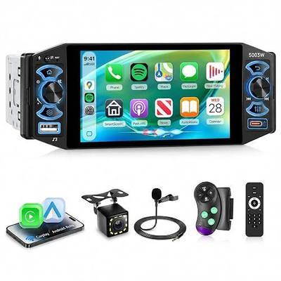 Rimoody 5 Inch Single Din Car Stereo MP5 Multimedia Player with Wireless Carplay Android Auto, 1 Din Radio Touch Screen with Mirror Link, Bluetooth 5.0, FM Radio, EQ, USB/AUX/TF/SWC/DVR Backup Camera