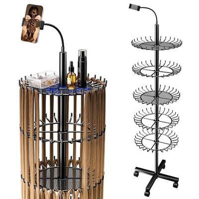 Braiding Hair Rack Adjustable Braiding Rack With 140 Pegs (Black) | Hair Rack Stand for Hair with Tray and Wheels and Phone Holder for Displaying and Separating Hair