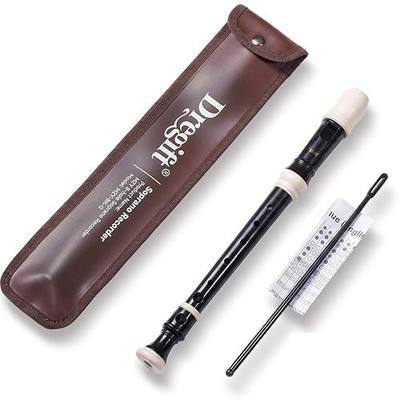 Soprano Recorder Instrument for Beginner - German Fingering 8 Hole Flute Recorder with Cleaning Rod,Leather Case,Fingering Chart for School Student Home Entertainment (Black White)