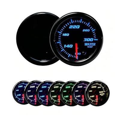 2''52mm Water Temp Gauge 100-300F with Sensor Tinted 7 Color Gauge Kit | Digital LED 100-300 Fahrenheit 52mm Coolant Temperature Gauge for Car Truck
