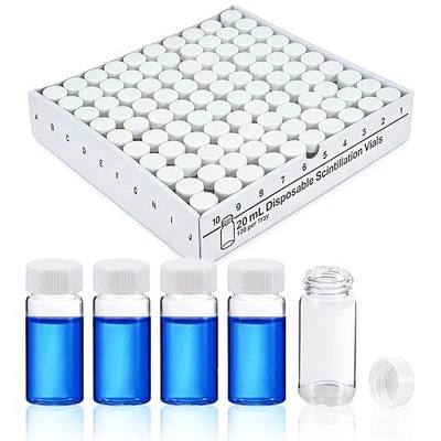 20mL Liquid Scintillation Counting Vials, 100PCS | Borosilicate Glass Sample Vials, 22-400 White Polypropylene Screw Cap, Silver Aluminum Foil Liner, Multi-Purpose Use
