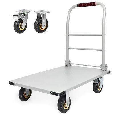 2000 LBS Heavy Duty Platform Truck, Foldable Push Cart Dolly with 360° Swivel Wheels & Brakes, Reinforced Steel Flatbed Cart, Folding Hand Truck for Warehouse, Moving, Industrial (36" x 24")