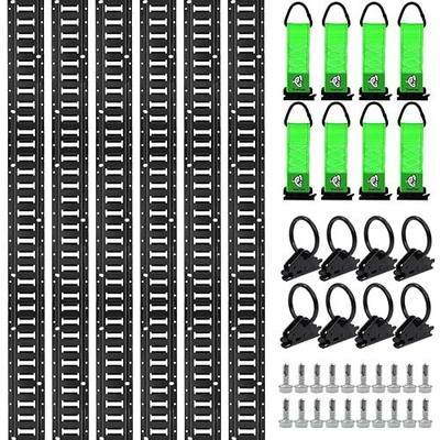 5' E Track Tie Down Rail Kit with Accessories (22 Pack) - Heavy Duty E Track Bar Rails - 6 ETrack Rails with 8 O Rings & 8 Rope Tie Offs - E Tracks Rail for Securing Cargos, Motorcycles, Bikes