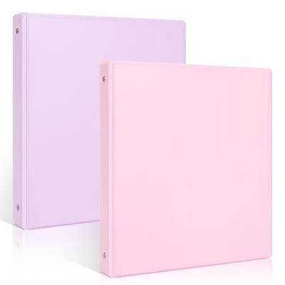 SKYDUE 3 Ring Binder 2 Pack, 1 Inch Clear View Binders with 2 Interior Pockets(Fit 8.5x11 Inches), Round Ring Binder for Office & School Supplies Organize, Pink and Purple