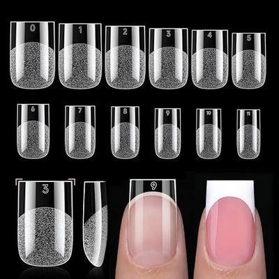Luckyfairy Short Sharp Square Nail Tips, 240PCS Soft Gel Nail Tips, 12 Sizes Pre-Shaped Square Press On Nail Tips, No Filing Needed, Thin Back Edge, Salon Quality Nail Extensions for DIY Manicure