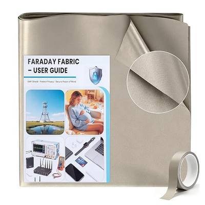 Faraday Fabric 43" x 36" with Conductive Tape, Military Grade EMF RF Shielding Cloth, Blocks WiFi, Bluetooth, GPS, RFID & Cellular Signals for DIY Privacy & Device Protection