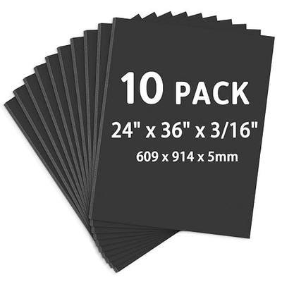 Black Foam Boards 24" x 36", 10 Pack 3/16" (5MM) Thick Foam Poster Board, Acid-Free Photo Board, Large Foam Core Boards, Foamboard Sheets for Picture Display Board, Projects, Art, Craft
