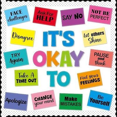 COCHIE Affirmation Station Bulletin Board Decorations Set, Welcome Back to School Classroom Decoration with Positive Saying Paper Cutouts Bulletin Board Library Wall Door Decor Supplies (Okay)