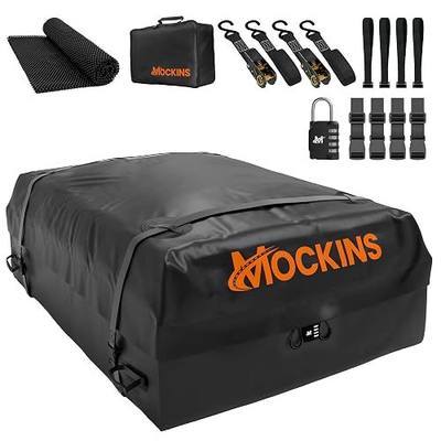 Mockins 25 CuFt Waterproof Rooftop Cargo Bag for Top of Car 60"x43"x17" | All-Weather 840D Vinyl Car Top Carrier without Roof Rack | No Rack Rooftop Cargo Carrier Bag with Mat, Lock, Hooks & Straps