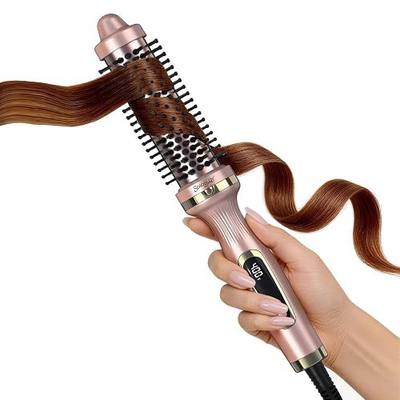 Thermal Brush 1.5 Inch Curling Brush for Blowout Hair Styles | Dual Vol100-240V, Dual PTC, Ionic Technology, 3 Tem Sett, 3-in-1 Curler Straightener Comb, 60Min Auto OFF, UL859 Certified