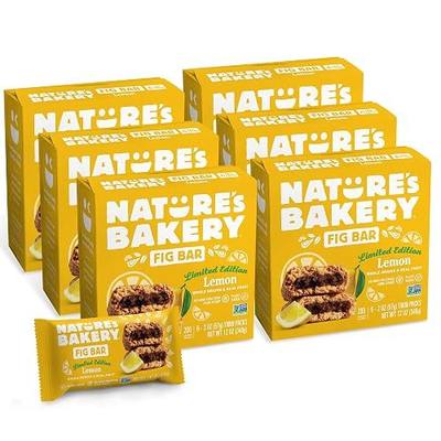 Nature’s Bakery Whole Wheat Fig Bars, Lemon, Real Fruit, Vegan, Non-GMO, Snack Bar, 6 boxes with 6 twin packs (36 twin packs)