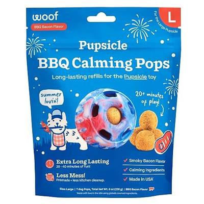 WOOF Pupsicle BBQ Calming Dog Treats Refill Pops, Large, 7 Count | Functional dog treats, passion flower, L-tryptophan, magnesium, pre-made Pops, shelf stable, Pupsicle compatible