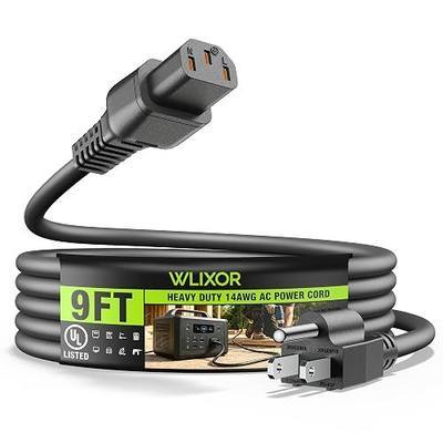 UL Listed Power Station Charging Cable, 15A 125V 14 AWG IEC C13 AC Power Supply Cord for EcoFlow Delta/River Series, Jackery Explorer 3000/2000/1500/1000 Pro, BLUETTI, Anker, Segway, 9FT