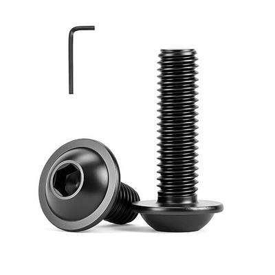 M6 x 18mm (20 Pack) Flanged Button Head Hex Socket Cap Screws Bolts, Hex Drive Bright Finish Fully Machine Thread, Black Oxide 304 Stainless Steel 18-8 Screws