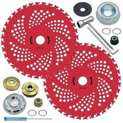 NeJesZoe 9" x 36 Teeth Carbide Tipped Brush Cutter Blades Weed Trimmer Blade Head with Adapter Kit for Weed Eater, Brush Cutter, Trimmer, Compatible with Husqvarna, Stihl, and More (2 Pack)