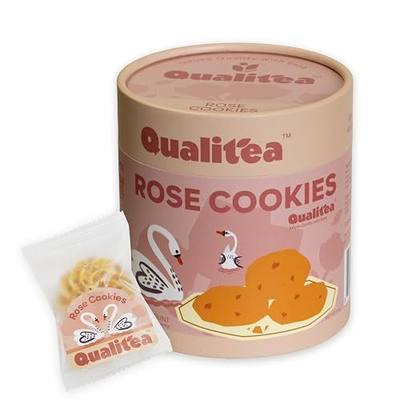 Qualitea Rose Flavored Cookies | Tea-Infused, Subtly Sweet, Gourmet Biscuits, Individually Wrapped, Cylinder, 12-Countl, light up, gentle healthy