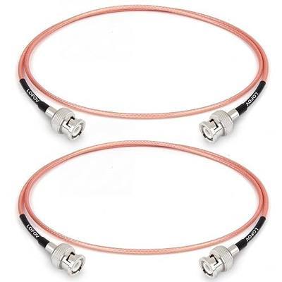 2ft BNC Male to Male Cable 2PCS, BNC Cable 50 Ohm for Ham Radio, Network Analyzer, Modem, Oscilloscope, Signal Generator, Attenuator etc.