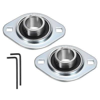 1-1/8" Pressed Steel 2-Bolt Flange Bearing, SBPFL206-18 with Wrench | Pillow Block Flange Mounted Ball Bearings, for Dump Truck Tarp & Conveyors 2 Pack