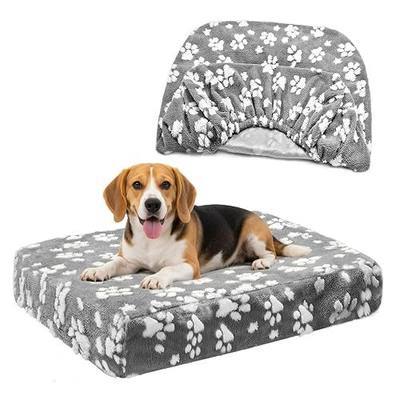 Waterproof Dog Bed Covers Replacement Soft Washable Reversible Dog Bed Sheets with Elastic Band and Lovely Print for Small and Medium Pet Beds, Cover Only (Square, 36x27x6 Inch)