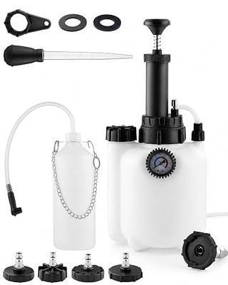 3L Brake Fluid Bleeder Kit w/ 1L Catch Bottle, Power Bleeder for Flush Brake | Pressure Brake Bleeding Tool for Clutch System, Includes 43.5/45/49.5/50.7mm Master Cylinder Caps