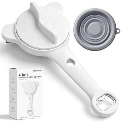 4-In-1 Jar Opener for Weak Hands & Seniors, Adjustable Fits Lid 0.98-3.54In | Effortlessly Opens Stubborn Screw Lids & Bottle Caps. White Jar Lid Opener, 3 Stainless Steel Claws, Kitchen Gifts For Women