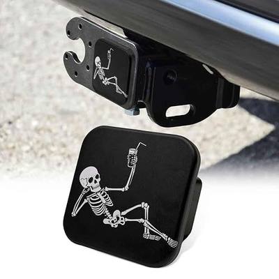 Trailer Hitch Cover 2 Inch Square Receiver Hitch Cover Rubber Tube Plug, Skeleton Sitting Truck Hitch Covers Anti-Rust Dust Cover for Pickup Towing