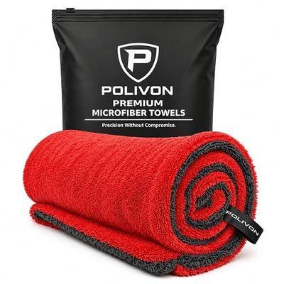 Car Drying Towel 24”x36”, 1400 GSM Twisted Loop Microfiber, Ultra Absorbent, Streak-Free, Lint-Free, Scratch-Free for Car, Truck & SUV, Quick Drying in Fewer Passes (Red)