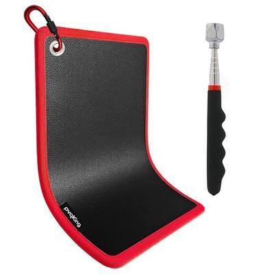Flexible Magnetic Tool Mat,40 LBS Magnetic pad with Magnetic picker,Circular hanging hole&Carabiner Hook,Storage Organizer for Auto, Motorcycle,Electronic Assembly, DIY, Garage Workshop,12.6" x 9.76" | Strong adsorption, 40 pound load-bearing capacity, easy to carry, durable, fire-resistant, easy to