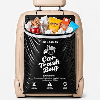 Noaman 50PCS 1 Pack Car Trash Bags, 2.5 Gal Disposable Garbage Bags for Car, SUV, Truck and RV, Leak-Resistant Odor-Control Bags, Stick-On or Headrest Mount, Alternative to Car Trash Can, Black