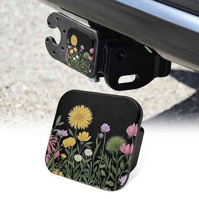 Wild Floral Tow Hitch Covers Heavy Duty Rubber Trailer Hitch Cover 2" Receiver Plug Cap, Weather Resistant Towing Hitch Covers for Off-Road Trucks