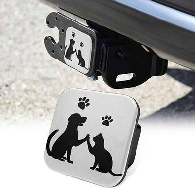 Dog and Cat Love Tow Hitch Covers Heavy Duty Rubber Trailer Hitch Cover 2" Receiver Plug Cap, Weather Resistant Towing Hitch Covers for Off-Road Trucks