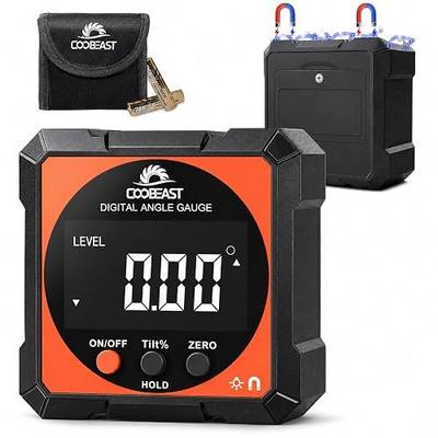 Digital Level Angle Finder Magnetic Base Compact Protractor | backlit display inclinometer Compact angle measuring tool for woodworking construction table saw gift for men black