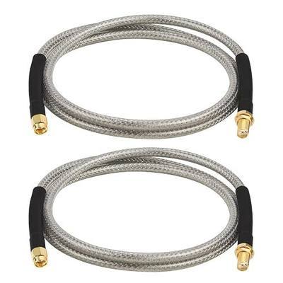 RP-SMA Male to RP-SMA Female Bulkhead Cable 3FT 2PCS, RG58 Coaxial Cable with Panel Mount, Gold Plated Connector, Low Loss RF Extension Cable for WiFi Antenna, Router, FPV, SDR