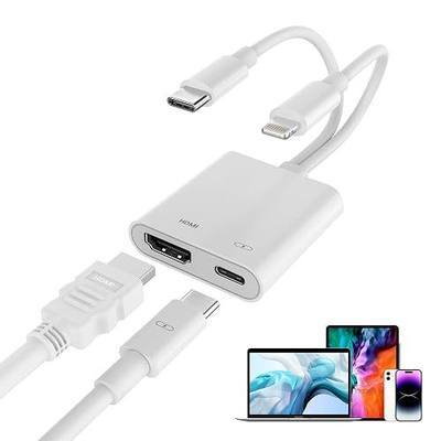 2 in 1 USB-C and Lightning to HDMI Adapter MFi Certified, 4K@60Hz iPhone to TV Adapter with 100W PD Fast Charging, Apple Lightning to Digital AV Adapter for iPhone 17-5 Series/iPad/MacBook