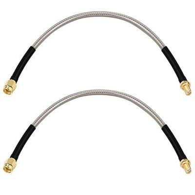 RP-SMA Male to RP-SMA Female Bulkhead Cable 1FT 2PCS, RG58 Coaxial Cable with Panel Mount, Gold Plated Connector, Low Loss RF Extension Cable for WiFi Antenna, Router, FPV, SDR