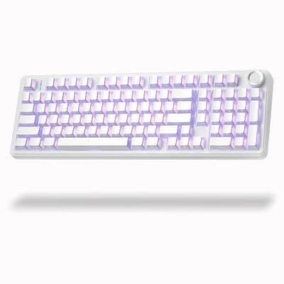 Aula F99 Pro Wireless Silent Mechanical Keyboard with Knob,Tri-Mode 2.4GHz/BT5.0/USB-C Hot Swappable,Pre-lubed Linear Switches RGB Backlit,Gasket Mounted,White PC Gaming Keyboard for Win/Mac
