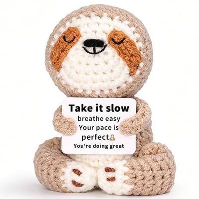 OkiyiD Meditation Gifts for Women Girls- Mini Sloth Yoga Crochet Emotional Support Relaxation Gifts for Women,Mindfulness Calm Your Mind for Stress & Anxiety Relief Wellness Gift for Women Friends