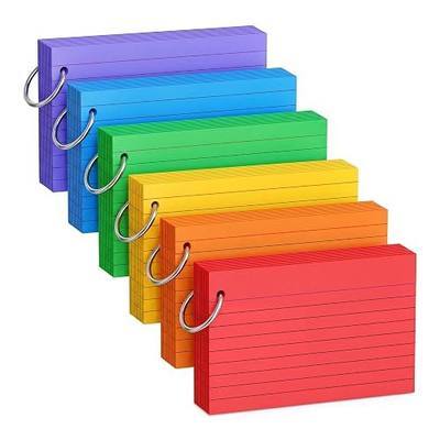 Colored Index Cards 3x5 Inch with Ring - 288 Count Neon Colored Ruled Index Flash Cards for Studying, Lined Index Note Cards 3x5 Flashcards, Notecards 3 x 5 Lined Small Index Cards Ruled 6 Pack of 48