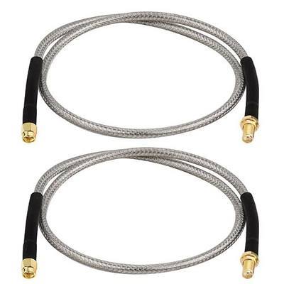 RP-SMA Male to RP-SMA Female Bulkhead Cable 2FT 2PCS, RG58 Coaxial Cable with Panel Mount, Gold Plated Connector, Low Loss RF Extension Cable for WiFi Antenna, Router, FPV, SDR