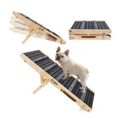 Dog Ramp for Bed-Non-Slip - Extra Wide Pet Ramp for Small Large Dogs to Get on Couch Car Wooden Foldable Dog Ramp Seamlessly Connects Platform -Hold up to 110 Pound-Adjustable, Foldable (S)