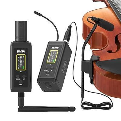 UHF Wireless Violin Microphone System for Musicians, Banjo, Mandolin | 260FT Range, Dual Volume Control, Instrument Pickup Clip-on Mic, XLR Transmitter and Receiver for Active PA Systems, F40V