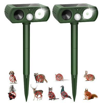 Solar Ultrasonic Animal Repellent, Waterproof Deer Repellent, Outdoor Cat Repellent with Motion Detection, Squirrel, 2 Pack