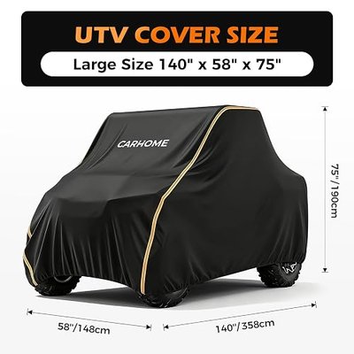UTV Cover 600D Heavy Duty Waterproof Side by Side Cover 2-3 Seater | All-Weather UTV Cover with UV Protection, Windproof Straps and Waterproof Fabric, Fits 140" x 75" x 58" UTVs