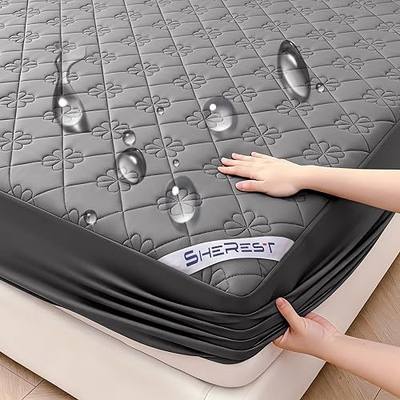 SheRest 100% Waterproof Mattress Protector Queen Size, Ultra-Soft Breathable Noiseless Mattress Pad with Deep Pocket 6"-18" Depth, Oil & Stain Resistant Bed Wetting Mattress Cover Washable (Grey)