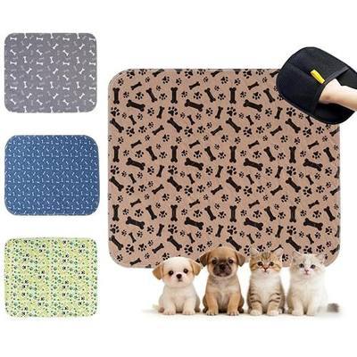 Puppy Pads with Pheromones, Washable Pee Pads for Dogs Potty Training, Reusable Dog Mat with Pet Hair Removal Gloves for Playpen, Crate, Whelping Box (Brown,M)