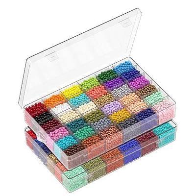 2 Pack 36 Grids Clear Organizer Box with Dividers, 10.9 x 6.9 x 1.8 in | Large storage capacity, Adjustable, Clear Sturdy Pastic, Versatile, for Bead Craft Jewelry Fishing Tackles Storage, DIY