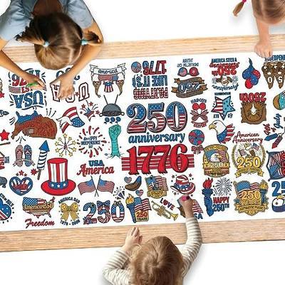 Hidnvefen Giant USA 250th Anniversary Coloring Tablecloth for Kids 30x72 Inch - America 1776-2026 Independence Day Paper Poster | Patriotic Crafts Activities Toys, Classroom School Party Decor