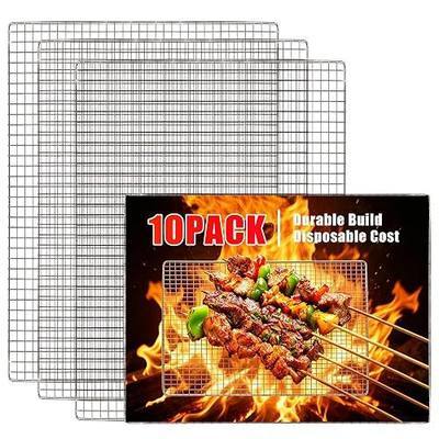 10 PCS Disposable Grill grates,Grill mesh 11.8×15.7 inch,Disposable Grill Topper for Outdoor BBQ Parties,Grill net can Withstand high temperatures