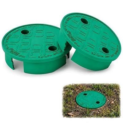 2 Pack Universal Sprinkler Valve Round Box Lid Covers - ID 5.4 Inch Od 6.5 Inch Replacement Irrigation Valve Box Cover For Outdoor Lawn Yard Automatic Sprinkler Irrigation Control Water System, Green